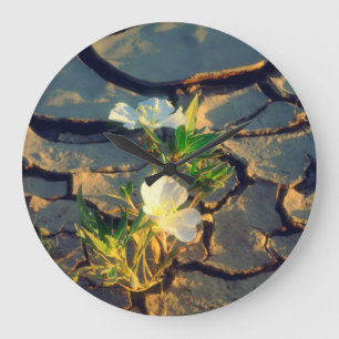 Grande Horloge Ronde Dune Primrose growing out of Cracked Mud