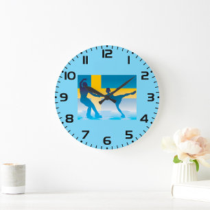 Grande Horloge Ronde Duo de patinage artistique suédois Silhouette