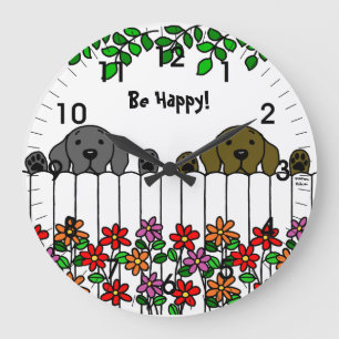 Grande Horloge Ronde Duo du Labrador qui vous regarde