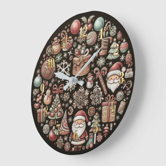 Grande Horloge Ronde Dur Pasteurs Dessiner Motifs de Noël (Angle)