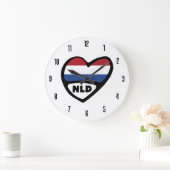 Grande Horloge Ronde Dutch Country Code NLD Flag Heart (Maison)