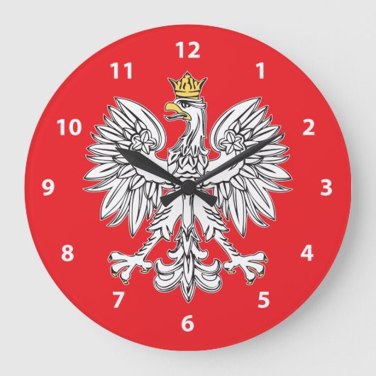 Grande Horloge Ronde Eagle polonais avec l'horloge murale de couronne (Recto)