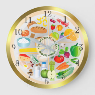 Grande Horloge Ronde Eat Healthy Colourful Food Groups Kitchen Round