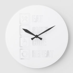 Grande Horloge Ronde Eat Sleep Code Répétition Coding Programmer Ingéni