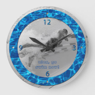 Grande Horloge Ronde Eau de la piscine personnalisable Cadre photo Deep