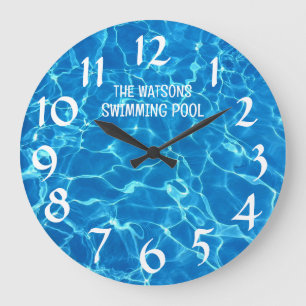 Grande Horloge Ronde Eau de la piscine personnalisée