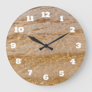 Grande Horloge Ronde Eau limpide Motif Sandy Beach Brown Cool tendance