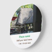 Grande Horloge Ronde eau océan plage photo ajouter nom texte place été (Angle)