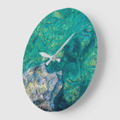 Grande Horloge Ronde Eau océanique turquoise (Angle)