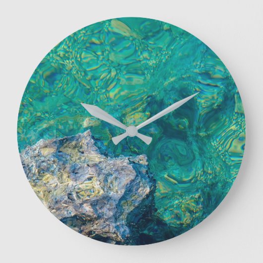 Grande Horloge Ronde Eau océanique turquoise (Recto)