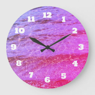 Grande Horloge Ronde Eau rose Plage Abstraite Piscines Motif