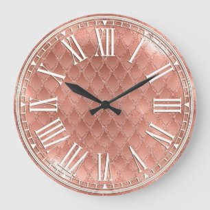 Grande Horloge Ronde Écailles de dragon en or rose et paillettes
