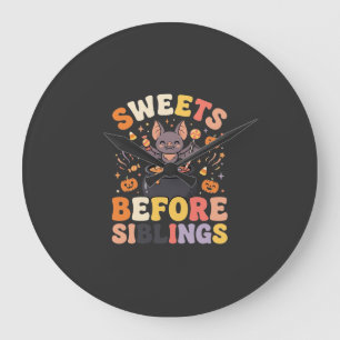 Grande Horloge Ronde Échange de bonbons d'Halloween entre frères et sœu