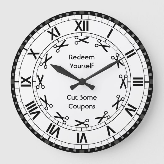 Grande Horloge Ronde Échangez-vous - Coupez quelques coupons Ciseaux am (Recto)