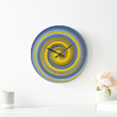 Grande Horloge Ronde Échantillon en spirale jaune-bleu (Maison)