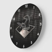 Grande Horloge Ronde Échecs ; Noir Cool (Angle)