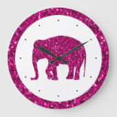 Grande Horloge Ronde Éclairage rose étincelant avec blanc (Recto)