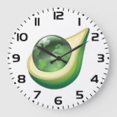 Grande Horloge Ronde Eco Earth Avocado Globe Planète durable (Recto)