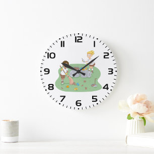 Grande Horloge Ronde Eco-Friendly Kids Cleaning Camping Recyclage