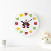 Grande Horloge Ronde École et Pommes (Maison)