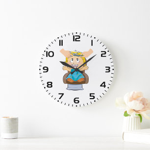 Grande Horloge Ronde Écolier souriant avec cartable