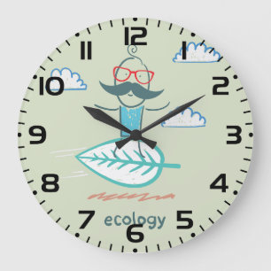 Grande Horloge Ronde Ecologie Surfeur Vie Durable Hipster
