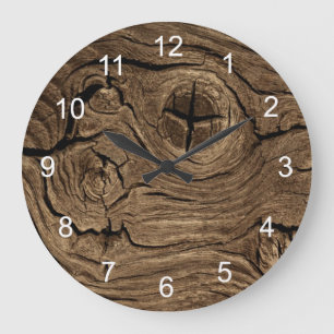 Grande Horloge Ronde Écorce en bois