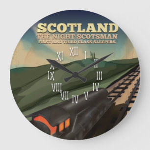 Grande Horloge Ronde Ecosse Locomotive Travel Poster