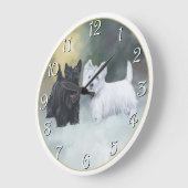 Grande Horloge Ronde Ecosse Westie hiver (Angle)