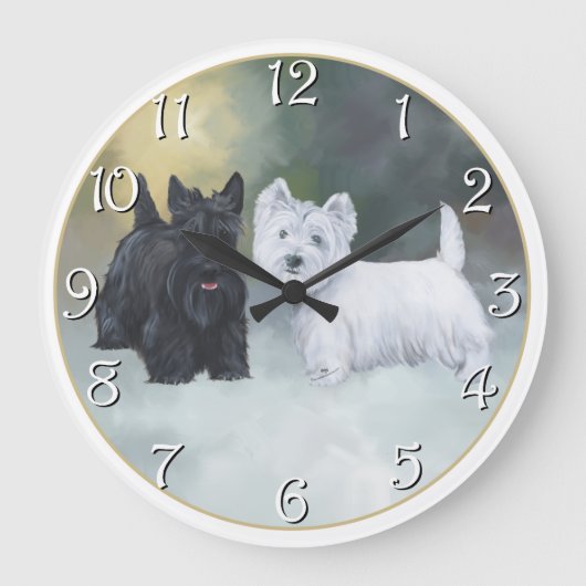 Grande Horloge Ronde Ecosse Westie hiver (Recto)