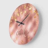 Grande Horloge Ronde Écriture en or rose (Angle)