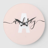 Grande Horloge Ronde Écriture manuscrite Monogramme moderne Nom (Recto)