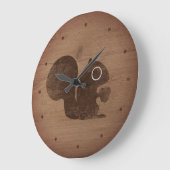 Grande Horloge Ronde Écureuil à la noix rustique (Angle)