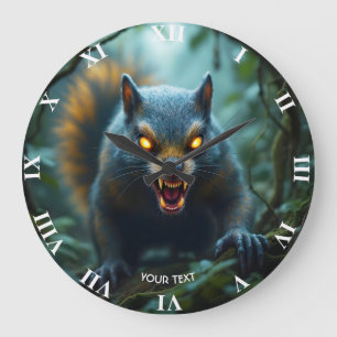 Grande Horloge Ronde Écureuil en colère préhistorique d'Imaginaire