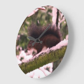 Grande Horloge Ronde Écureuil photo hiver rond cadenas (Angle)