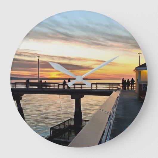 Grande Horloge Ronde Edmonds Washington Pier au coucher du soleil (Recto)