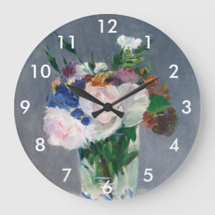 Grande Horloge Ronde Edouard Manet - Les fleurs dans un vase de cristal