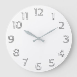 Grande Horloge Ronde Effet 3D Minimalisme gris argent moderne blanc