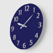 Grande Horloge Ronde Effet 3D Silver GRAY Minimalisme Moderne Blue Navy (Angle)
