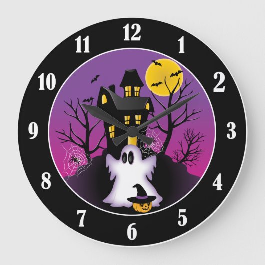 Grande Horloge Ronde Éffrayant fantôme d'Halloween (Recto)