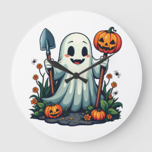 Grande Horloge Ronde Éffrayant Halloween Jardin d'automne Citrouille fa
