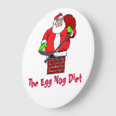 Grande Horloge Ronde Egg Nog Diet Santa Clause Humour Plaisanterie (Angle)