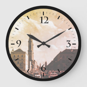 Grande Horloge Ronde Église universitaire vintage munich ludwigstraße