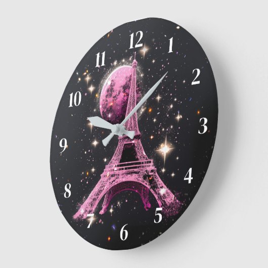 Grande Horloge Ronde Eiffel Tower Night Moon           (Angle)