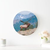 Grande Horloge Ronde Élans (Cervus Elephus) Taureau Bugling (Maison)
