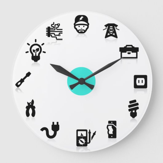 Grande Horloge Ronde Electrician Electrical Work Icons Wall Clock (Recto)