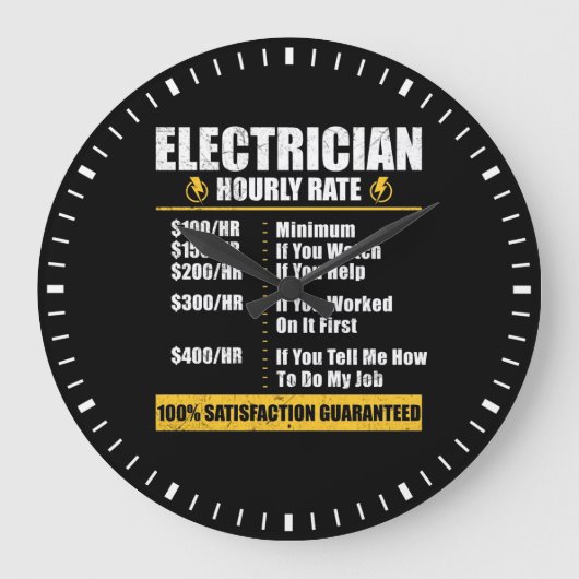 Grande Horloge Ronde Electrician Hourly Rate Funny Lineman (Recto)