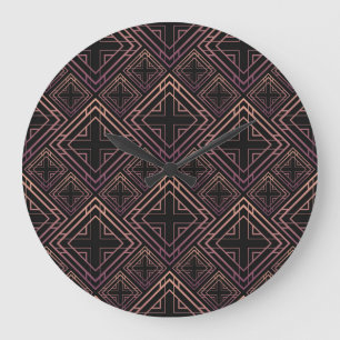 Grande Horloge Ronde Élégance Art Déco Noir Or