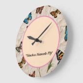 Grande Horloge Ronde "Élégance Serene Butterfly" (Angle)