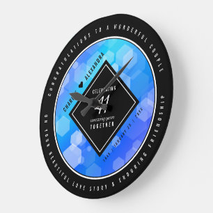 Grande Horloge Ronde Élégant 41ème anniversaire Mariage de Topaz Bleu